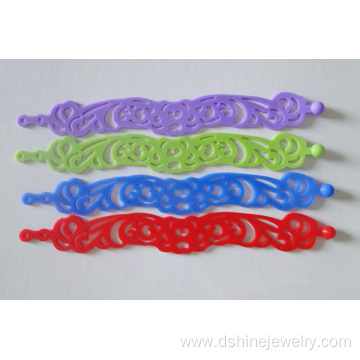 Hollow Silicone Hand Band Colorful Patterns Rubber Bracelet